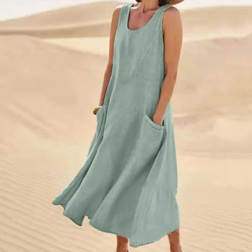Women's Sleeveless Loose Sundress with Pockets