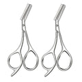 Stainless Steel Eyebrow Scissors with Built-In Comb