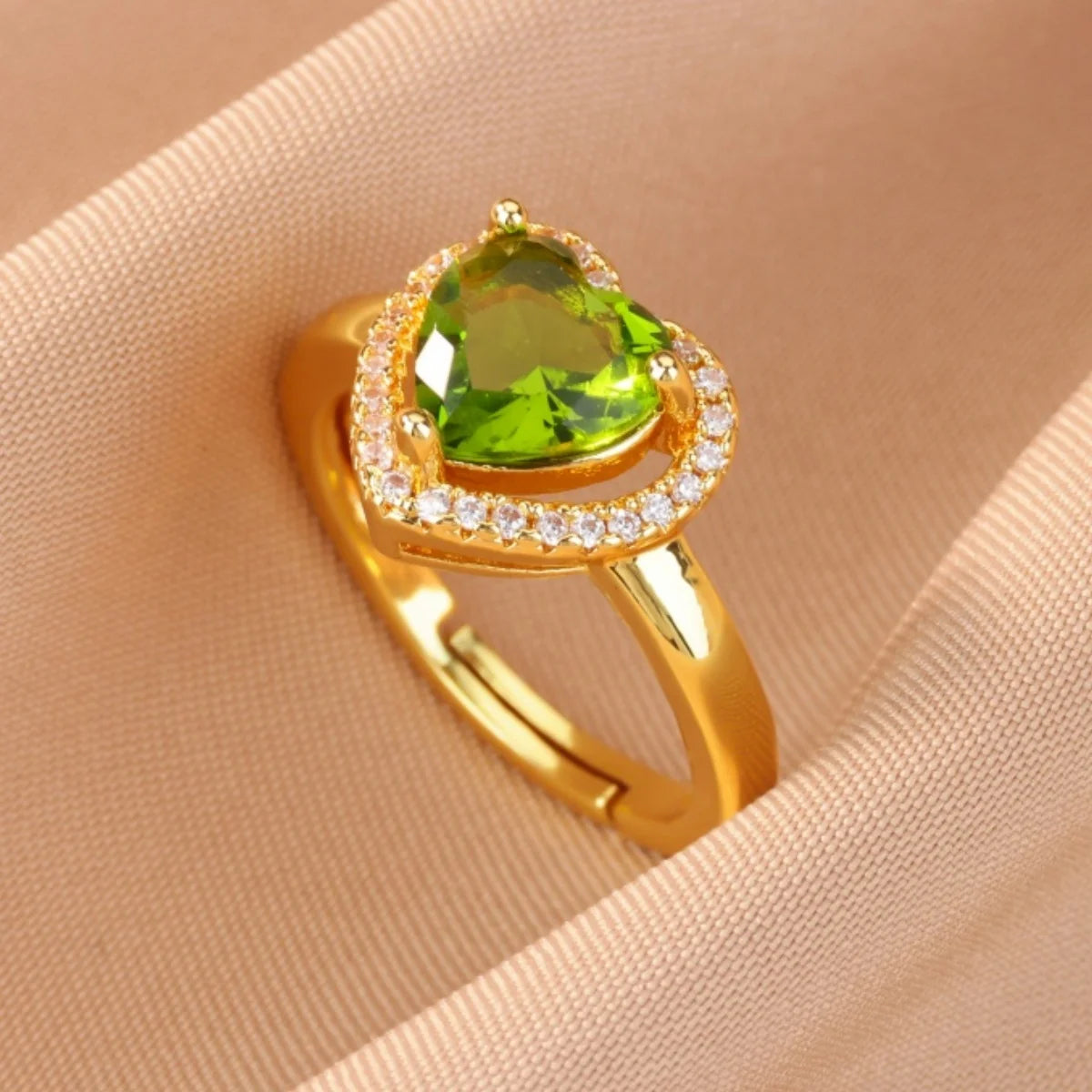 Colorful Cubic Zirconia Open Ring | 18K Gold Plated Stainless Steel | Boho Vintage Style | Women's Gift
