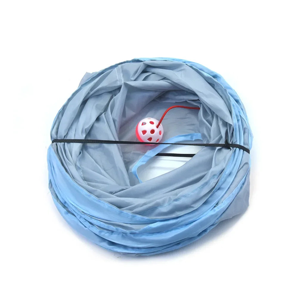 3-Way Foldable Cat Tunnel Tube Toy with Peep Hole – Interactive Kitten Play Tunnel