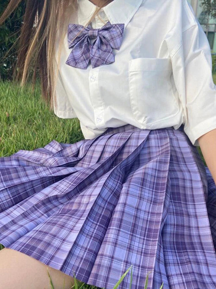 Plaid Bow-Knot Pleated Mini Skirt