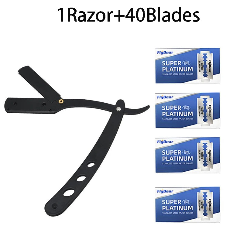 Classic Folding Straight Razor – Stainless Steel Shaving Set