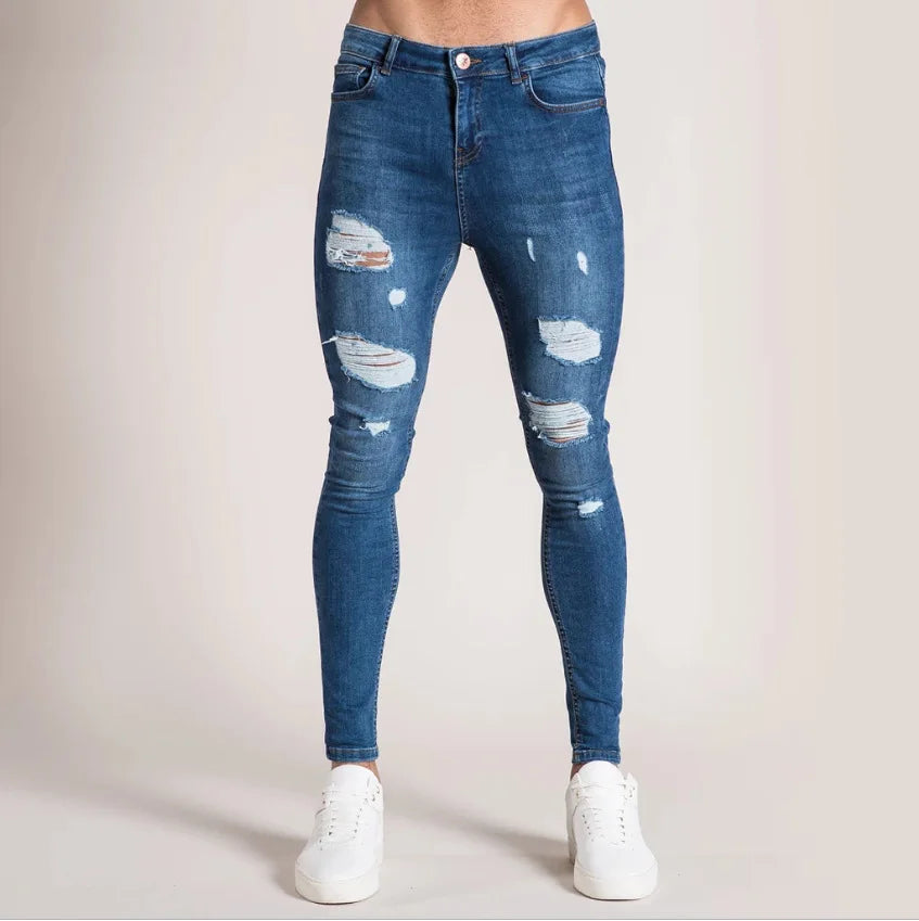 Unisex Solid Stretch Denim Straight-Leg Jeans