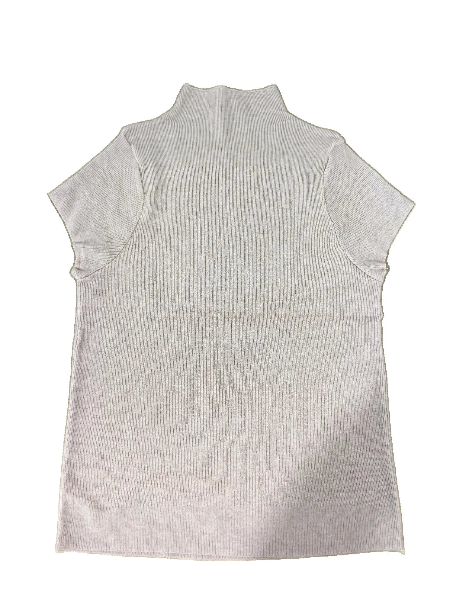 Women's Thin Mock Neck Short Sleeve Knit Sweater | Slim Bodycon Pullover Layering Top One Size