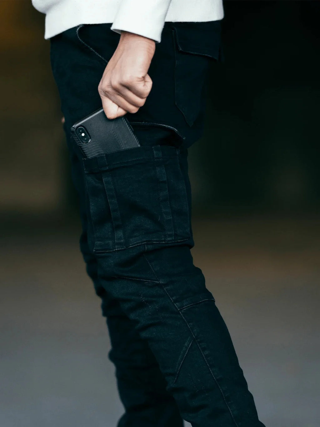 Men’s Multi-Pocket Cargo Jeans – Relaxed Fit Washed Denim Pants