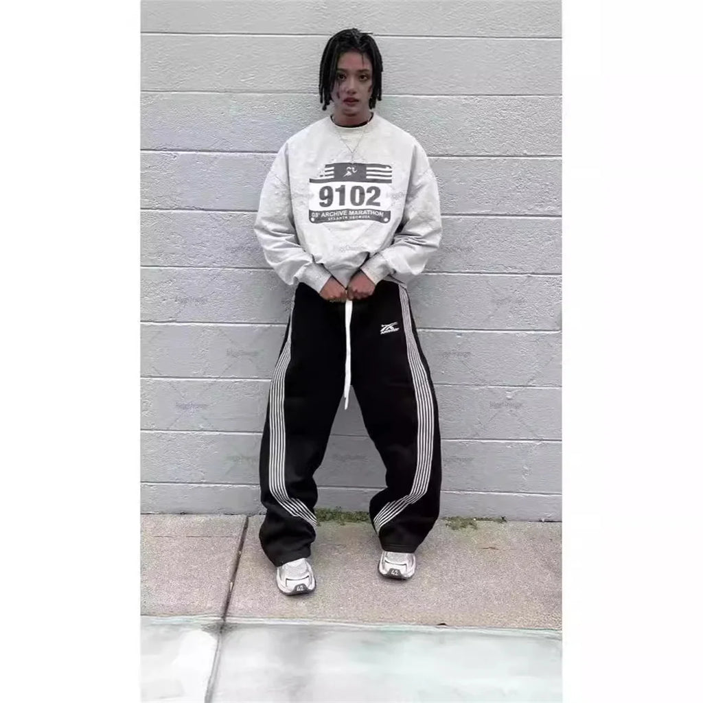 Y2K Wide Leg Cargo Sweatpants – Drawstring Jogger Pants for Women & Men