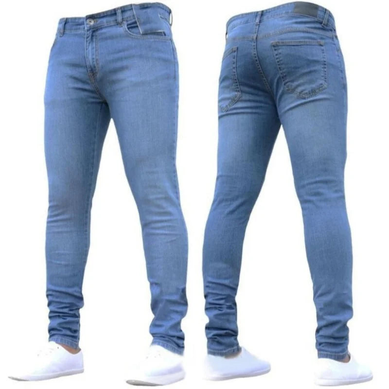 Unisex Solid Stretch Denim Straight-Leg Jeans