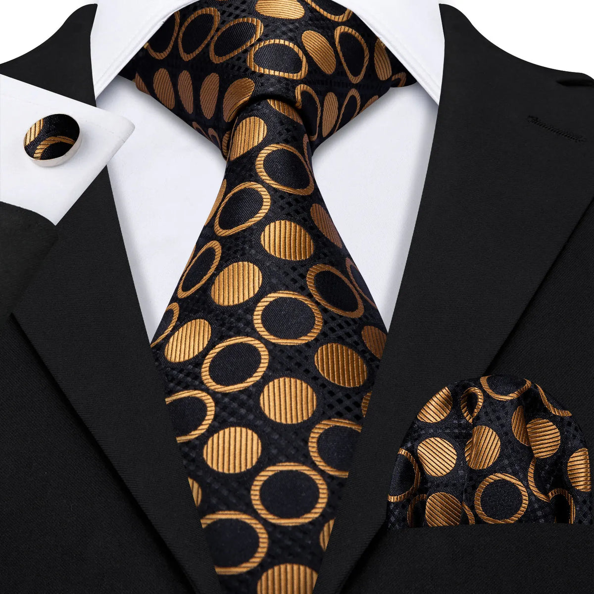 Jacquard Necktie, Pocket Square & Cufflinks Set – Unisex Gift