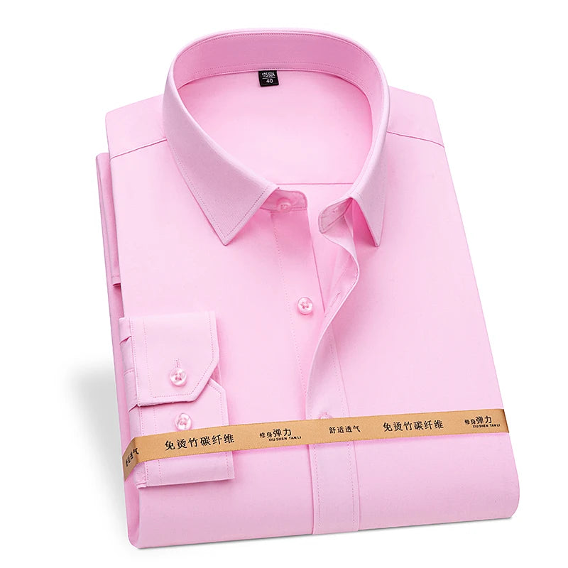 Camisa de vestir de fibra de bambú para hombre — Sin arrugas, corte entallado