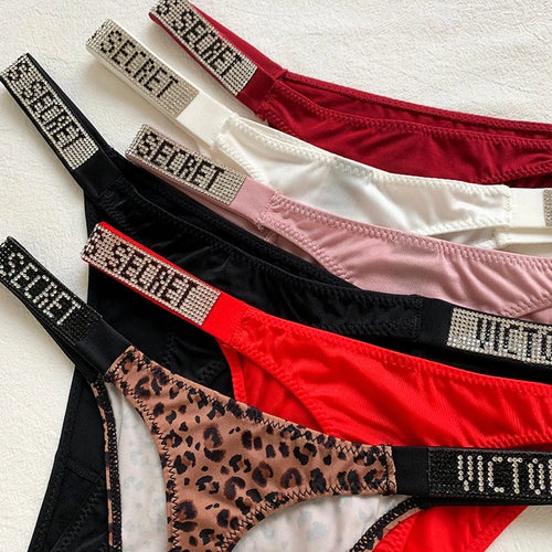 Ropa Interior Íntima Femenina Nueva Sexy Rosa de Marca 2025 Sujetador de Mujer Bragas Con Letras de Pedrería Cómodas Bragas de Tiro Alto
