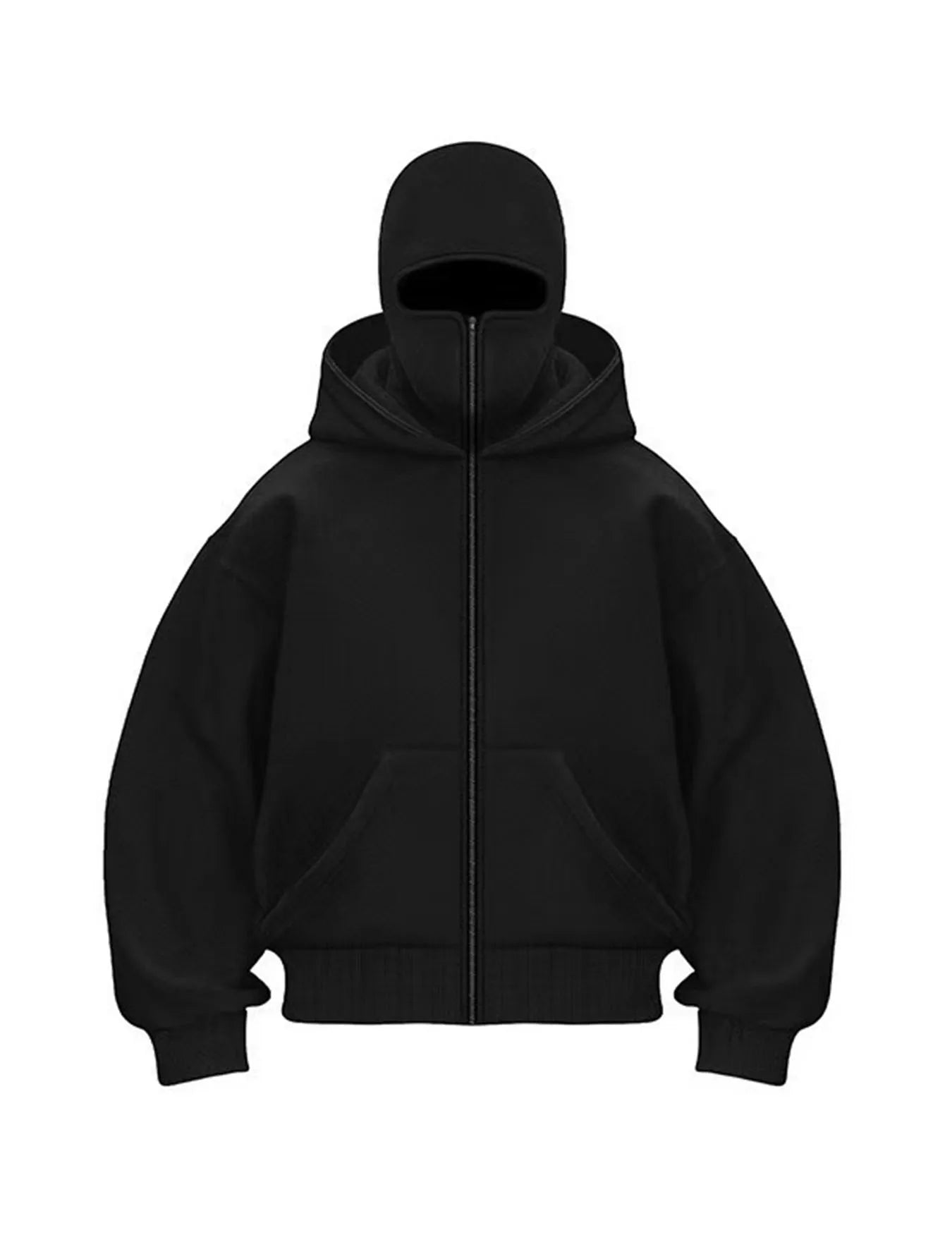 Double Hood Zip-Up Hoodie Jacket – Loose Fit Unisex Couple Sweatshirt