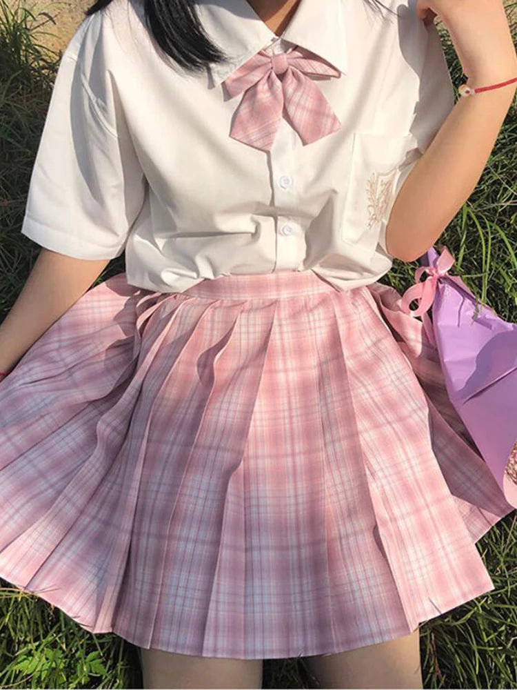 Plaid Bow-Knot Pleated Mini Skirt