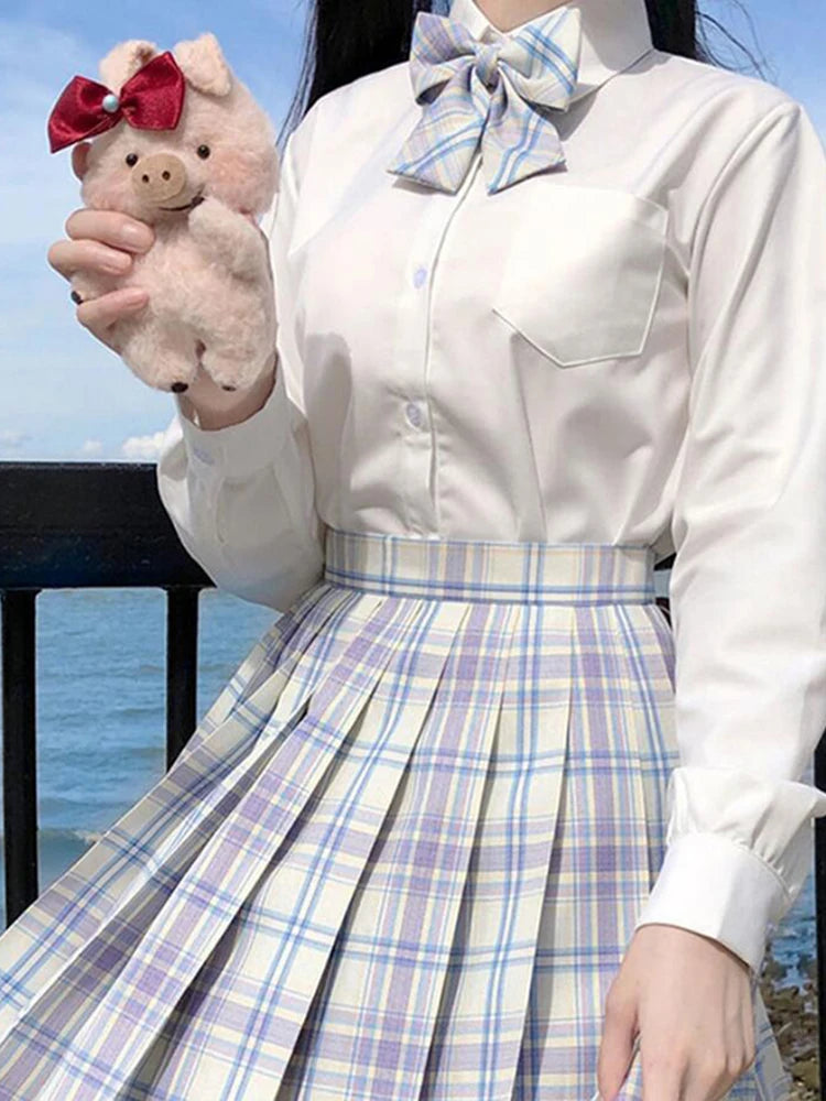 Plaid Bow-Knot Pleated Mini Skirt
