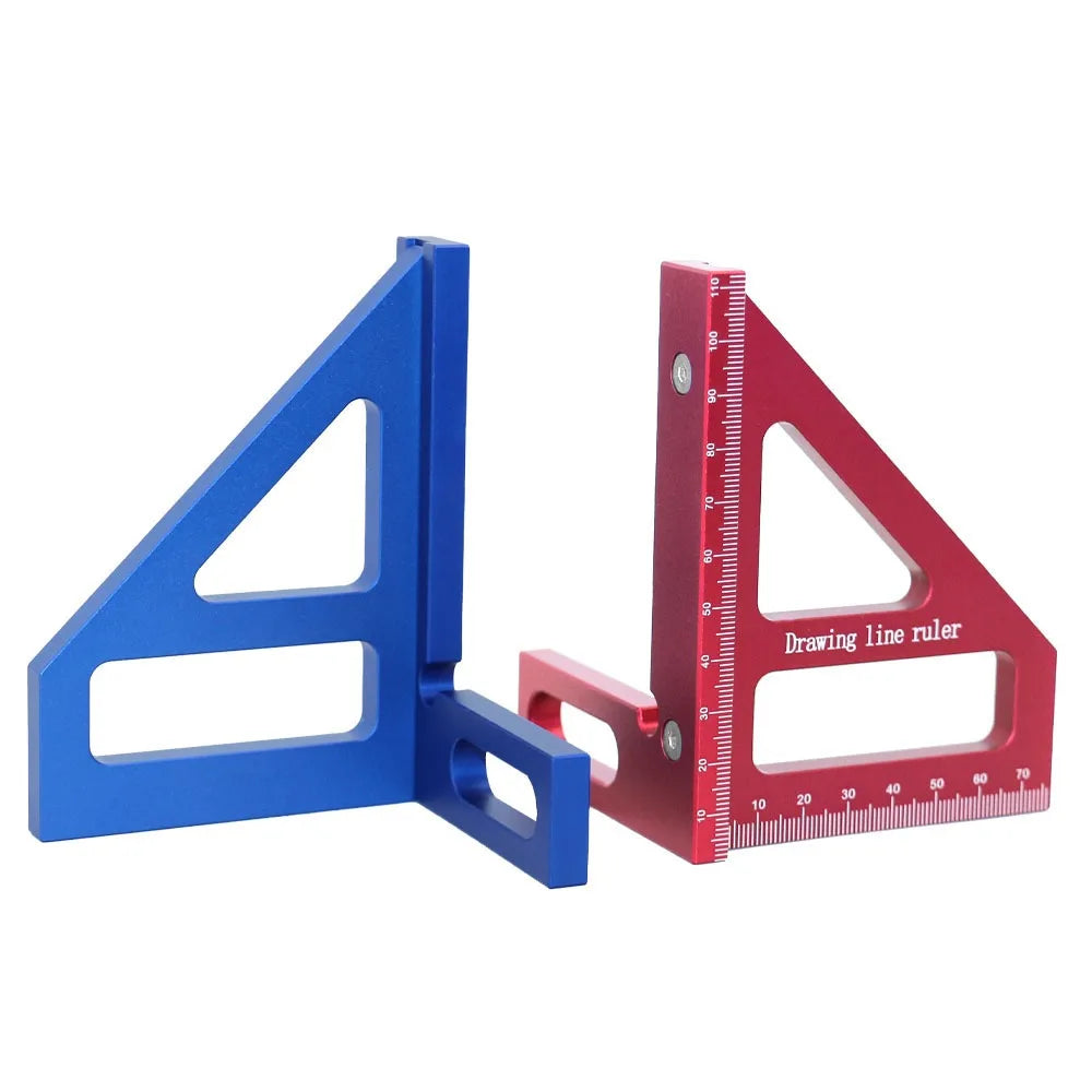 Aluminum Alloy 45/90° Triangle Square Ruler — Precision Layout Tool for Woodworking