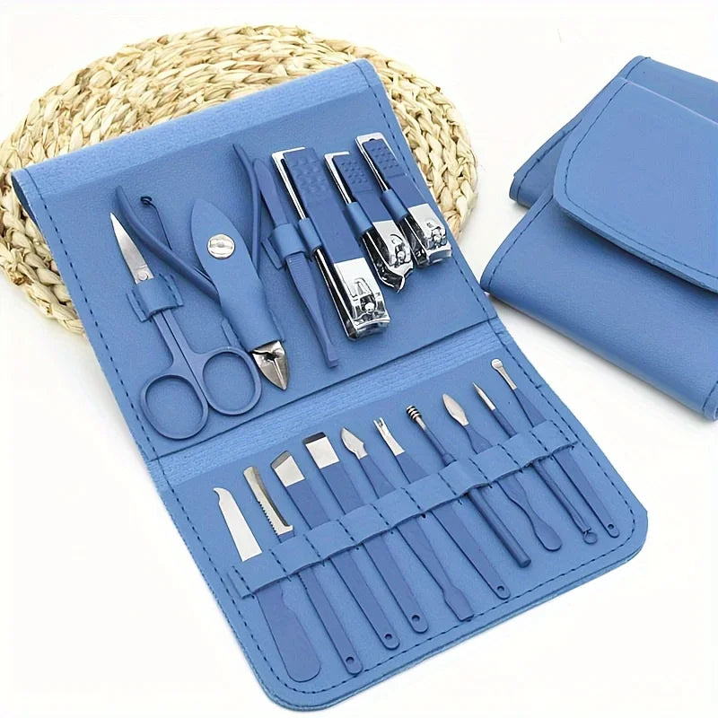 16-Piece Professional Nail Clipper & Cuticle Nipper Set with Travel Case