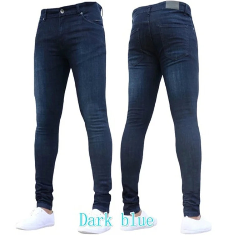 Unisex Solid Stretch Denim Straight-Leg Jeans
