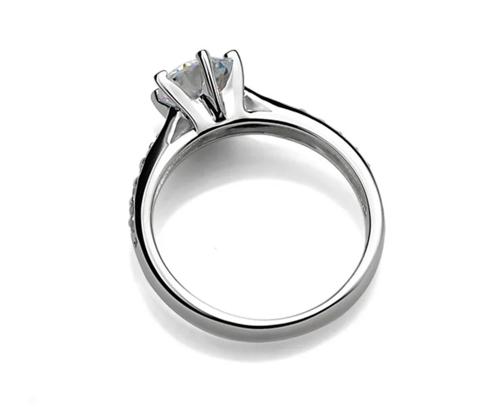 925 Sterling Silver Six-Claw Ring for Women | Tourmaline & Zircon | Classic Bridal Jewelry