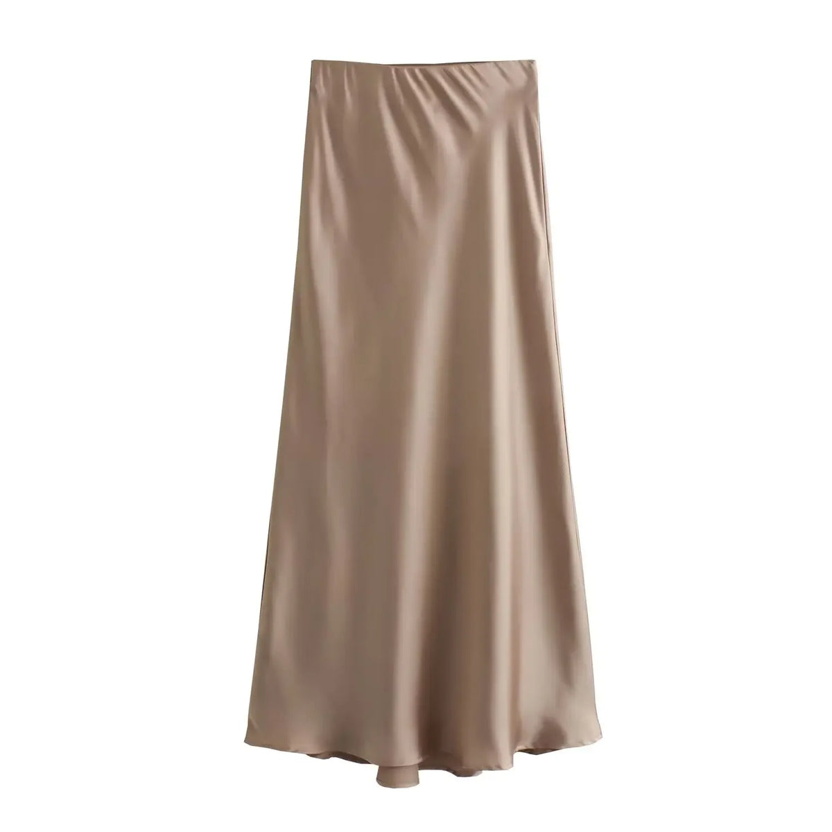 Satin High-Waist Midi Skirt – Solid Colors