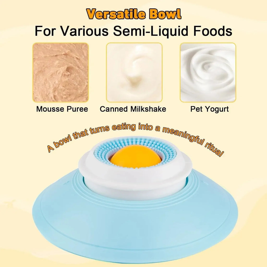 Anti-Slip Lick Bowl with Spinning Ball for Dogs & Cats