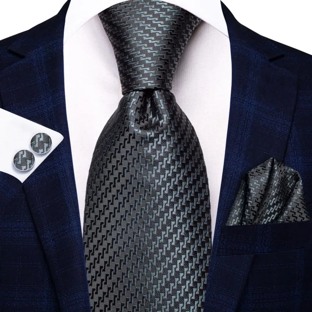 Floral Necktie Set for Men — Tie, Pocket Square & Cufflinks