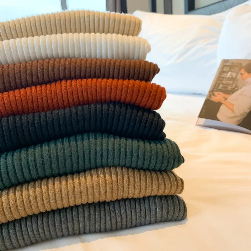 Ribbed Turtleneck Slim Knit Sweater – 7 Colors