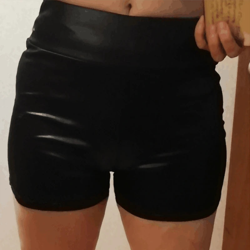 High Waist Faux Leather Mini Shorts