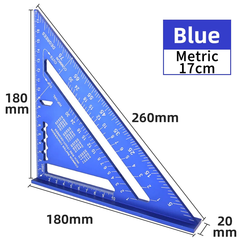 Aluminum Alloy Carpenter's Triangle Ruler — Set Square, Protractor & Saw Guide