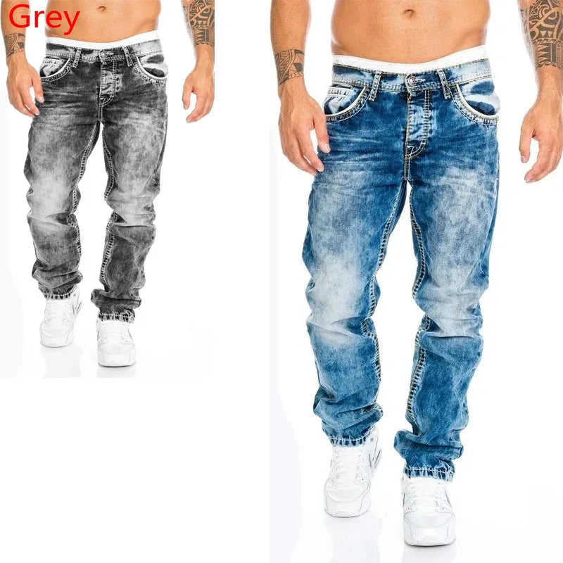 Unisex Solid Stretch Denim Straight-Leg Jeans
