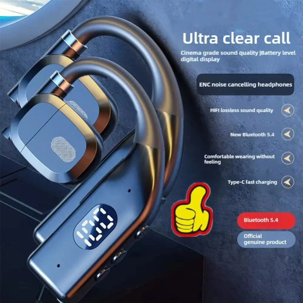 Bluetooth 5.4 Earhook Headset | Wireless Gaming & Business Headphones