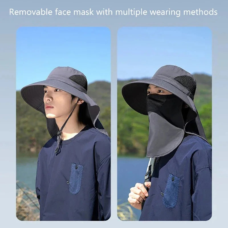 Wide Brim Outdoor Sun Hat Breathable Full Face Sun Shield Cap Anti Uv Fishing Travel Sports Sunshade Hat For Daily Outdoor Use