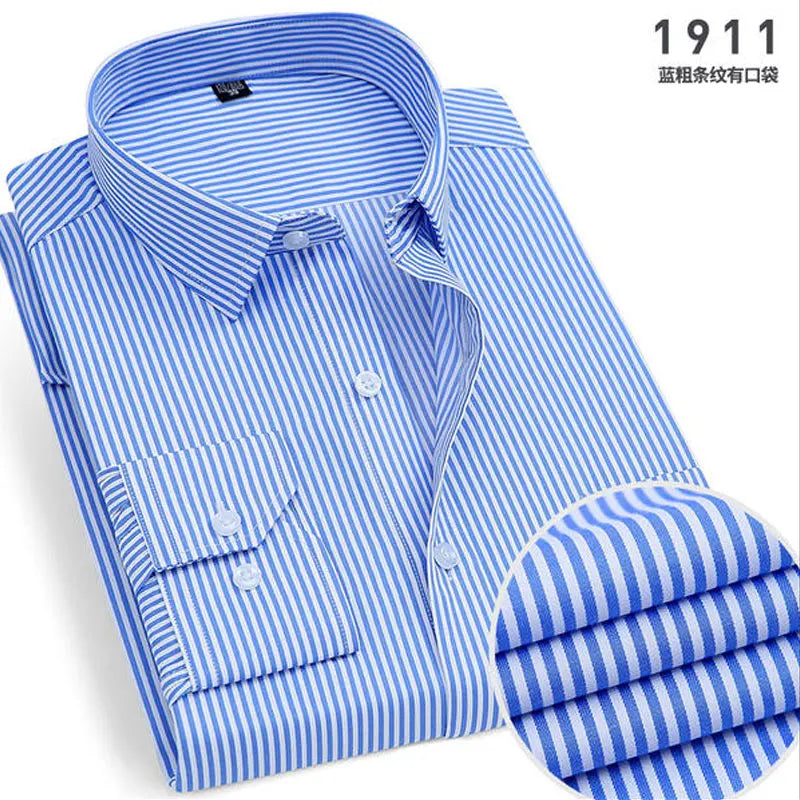 Camisa de manga larga a rayas ajustada para hombre