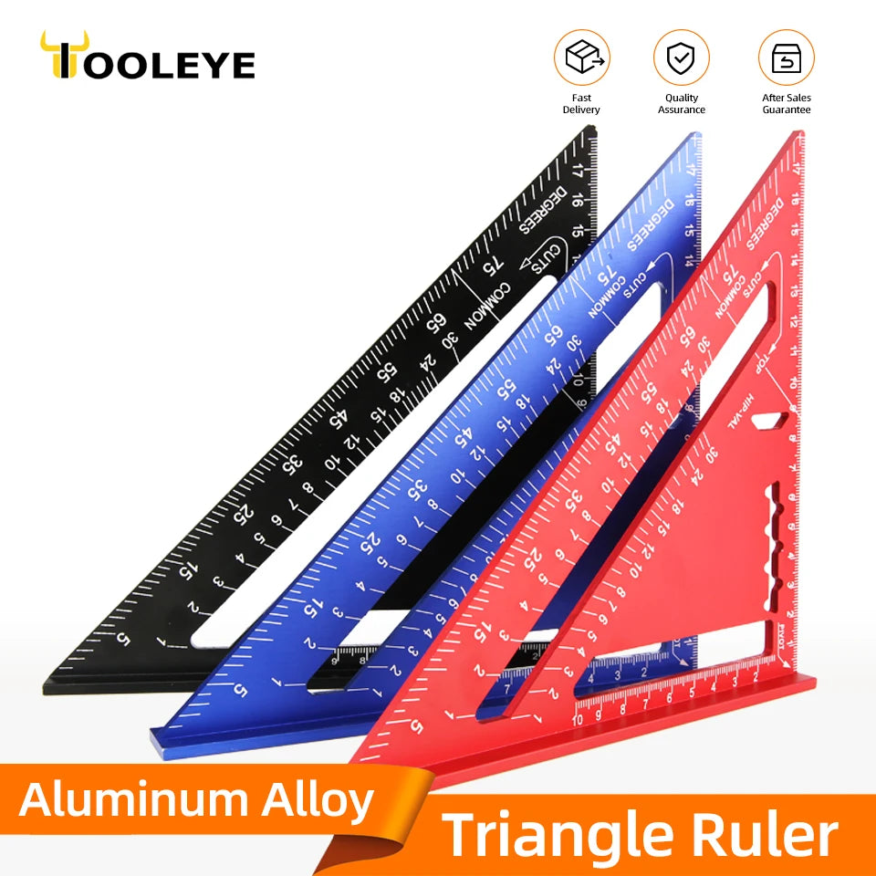 Aluminum Alloy Carpenter's Triangle Ruler — Set Square, Protractor & Saw Guide