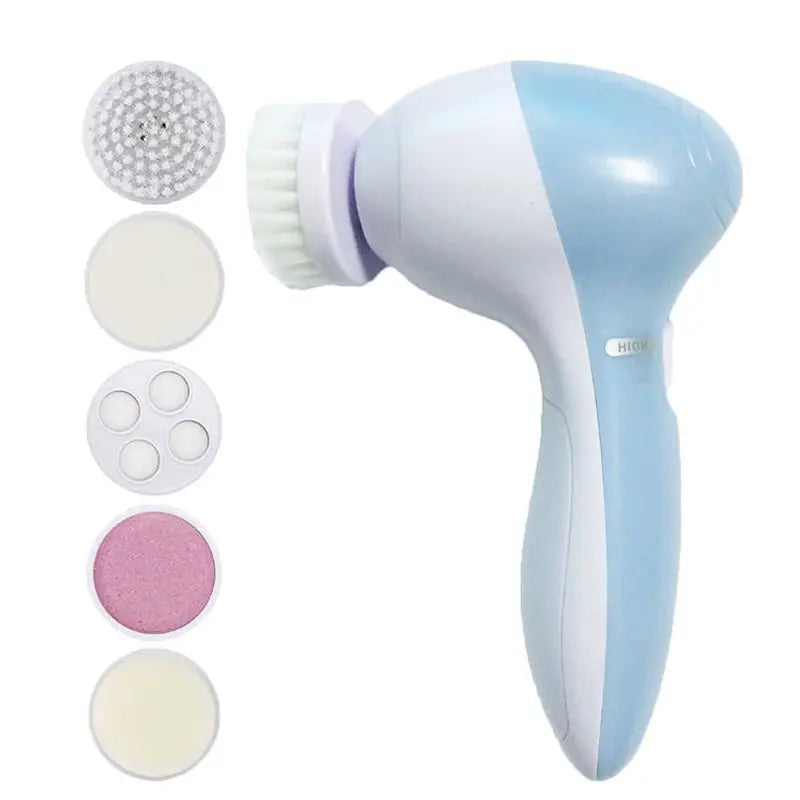 5-in-1 Electric Facial Cleansing Brush – Face Scrubber, Massager & Blackhead Remover