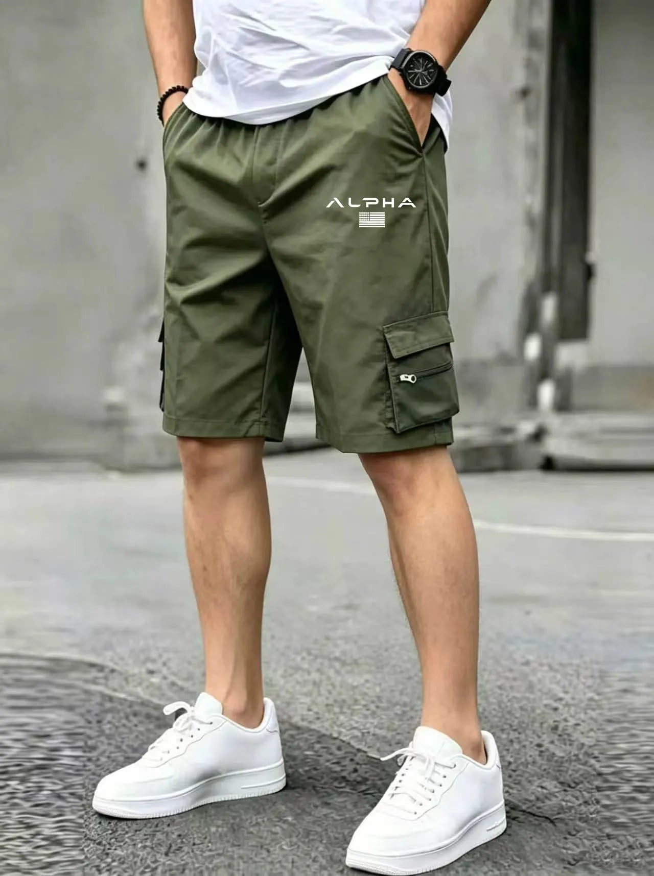 American Flag & Eagle Print Cargo Shorts – Patriotic Multi-Pocket Streetwear Shorts