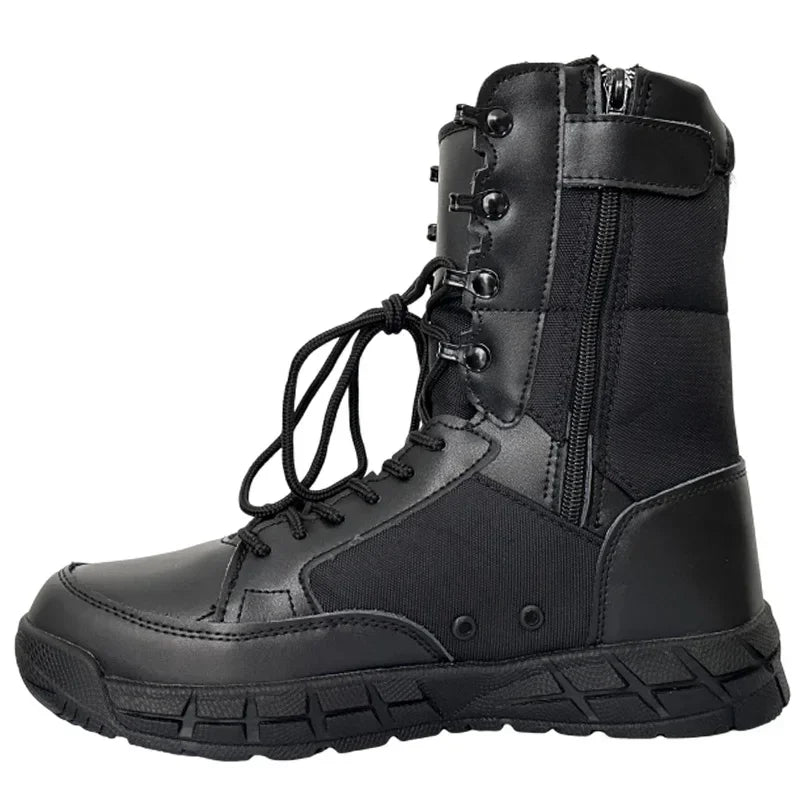 Botas Tácticas Ligeras para Hombre Zapatos de Combate de Entrenamiento con Cordones Impermeables al Aire Libre Botas de Senderismo Transpirables