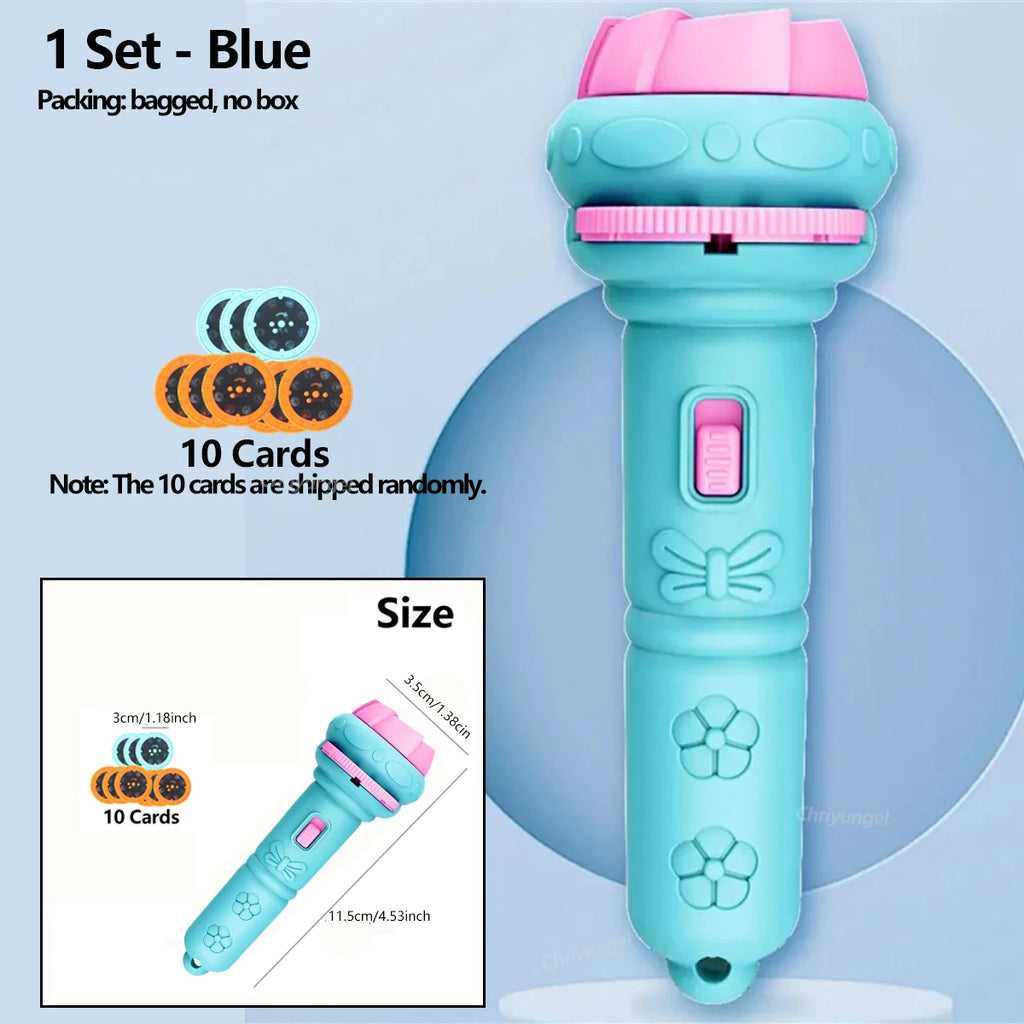 Kids Projector Flashlight – 10 Slide Cards, 80 Images, Bedtime Storytelling Toy