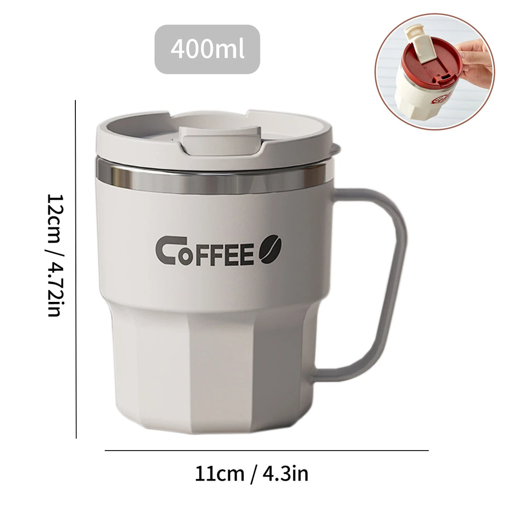 Stainless Steel Insulated Coffee Mug with Handle – Double Wall, Leak-Proof