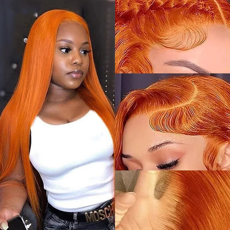 Ginger Orange Straight Lace Front Wig — Brazilian Remy Human Hair