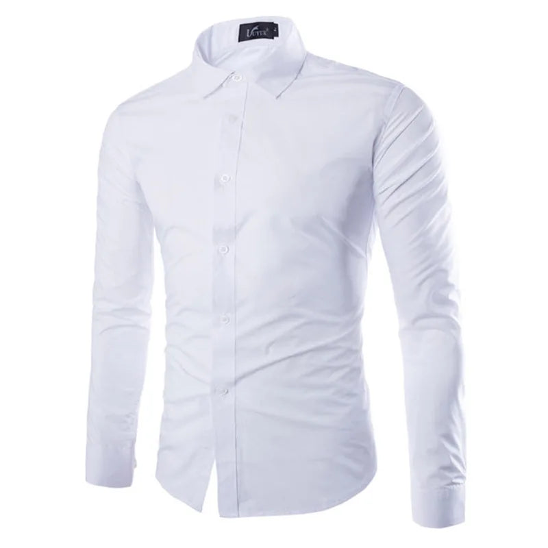 Men's Casual Long Sleeve Shirt - Solid Color Candy Collection (M-3XL)