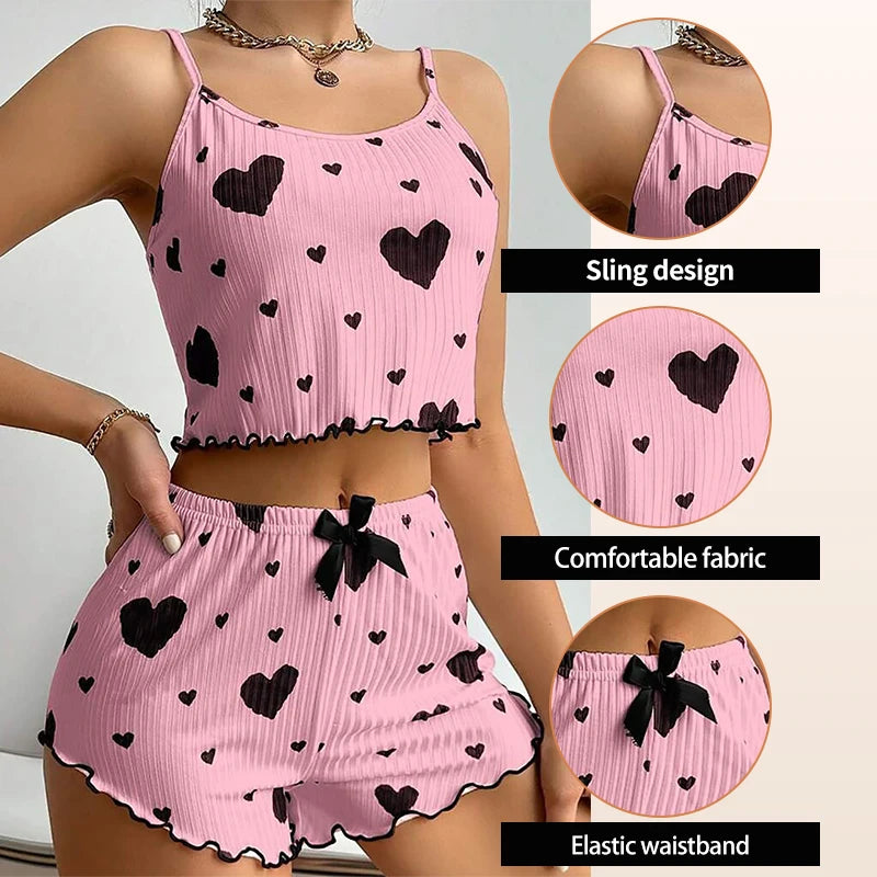 Women's 2-Piece Pajama Set – Tank Top & Shorts | Soft, Stretchy Sleepwear