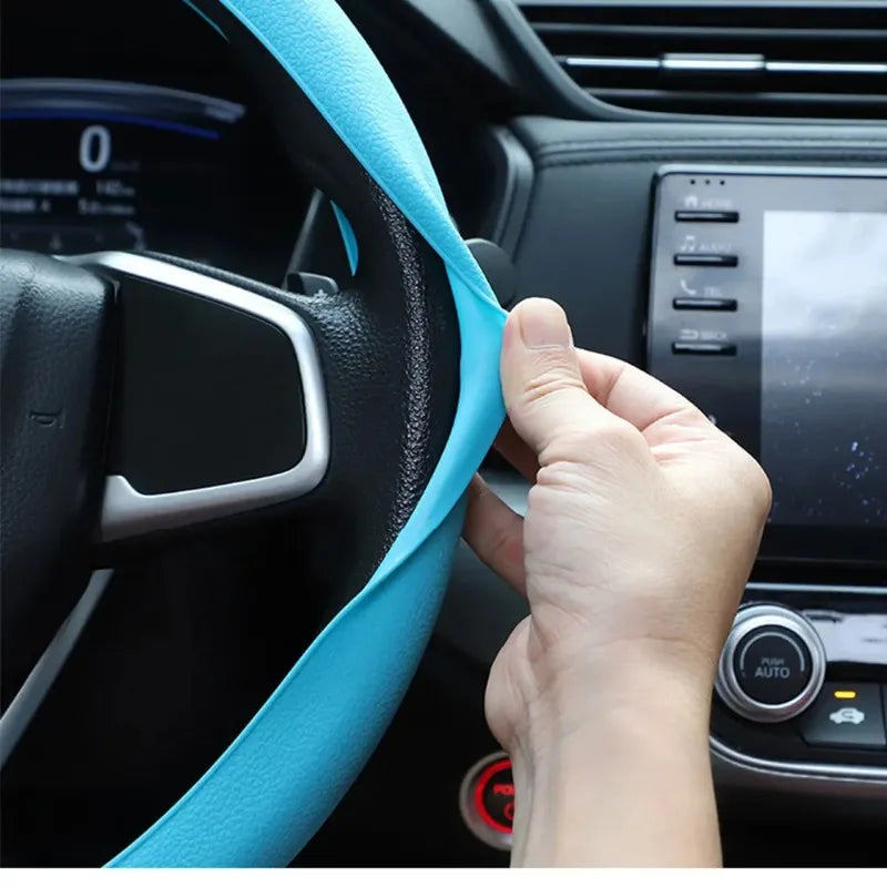 Non-Slip Silicone Steering Wheel Cover – Universal 38cm, Breathable & Elastic