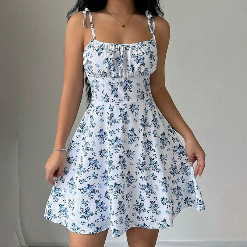 Women's Floral Spaghetti Strap Mini Dress