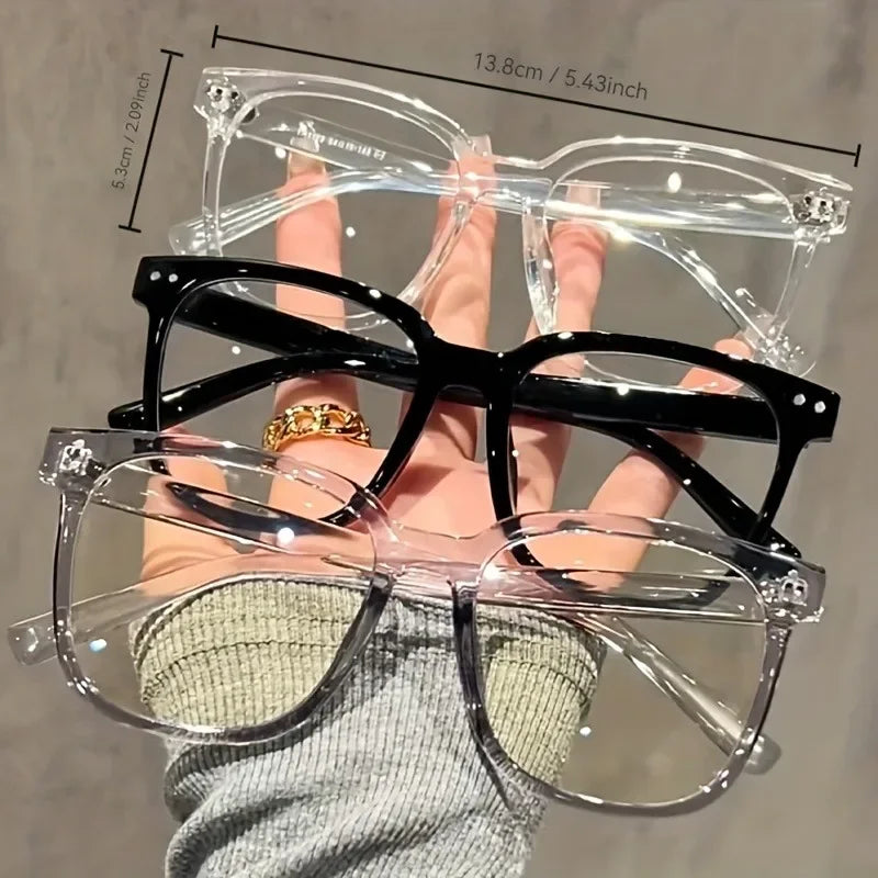 3pcs Unisex Square Frame Blue Light Blocking Glasses - Stylish Campus Look, Face-Flattering Optical Eyewea
