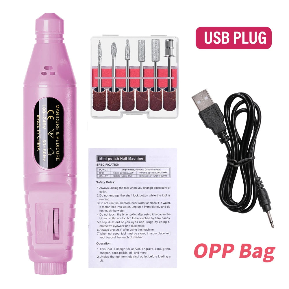 Electric Nail Drill Kit – USB Powered Portable Manicure & Nail File Machine