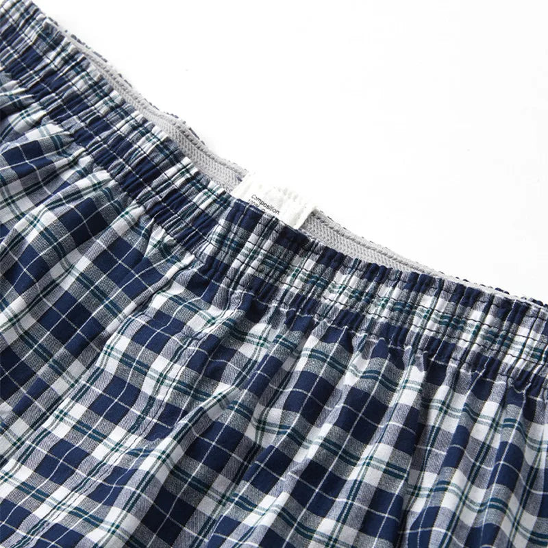 Men's Cotton Plaid Boxer Shorts – Casual Elastic Waistband Underwear