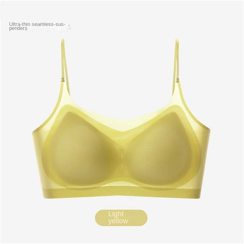 Women's Ice Silk Halter Vest Bra — Wire-Free, Seamless, Breathable, M–4XL