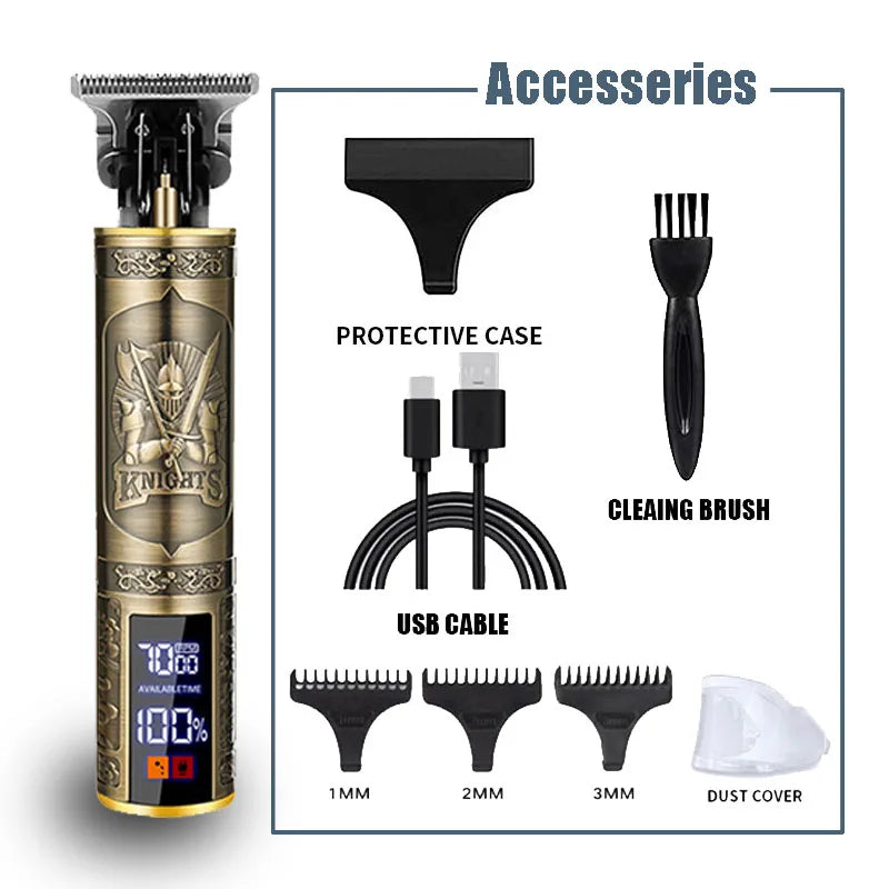 Professional USB Electric Hair Trimmer – 0mm Bald Fade, Cordless