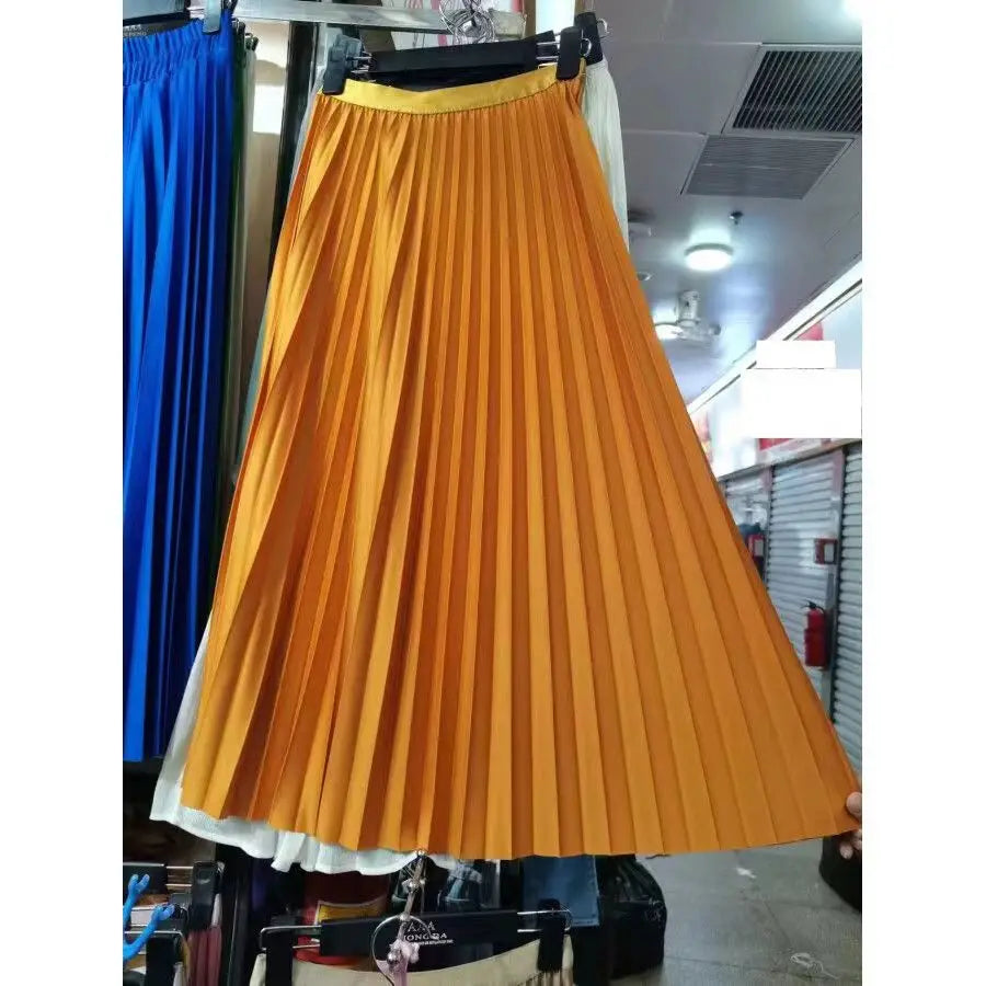 Elegant High-Waist Pleated Midi Skirt