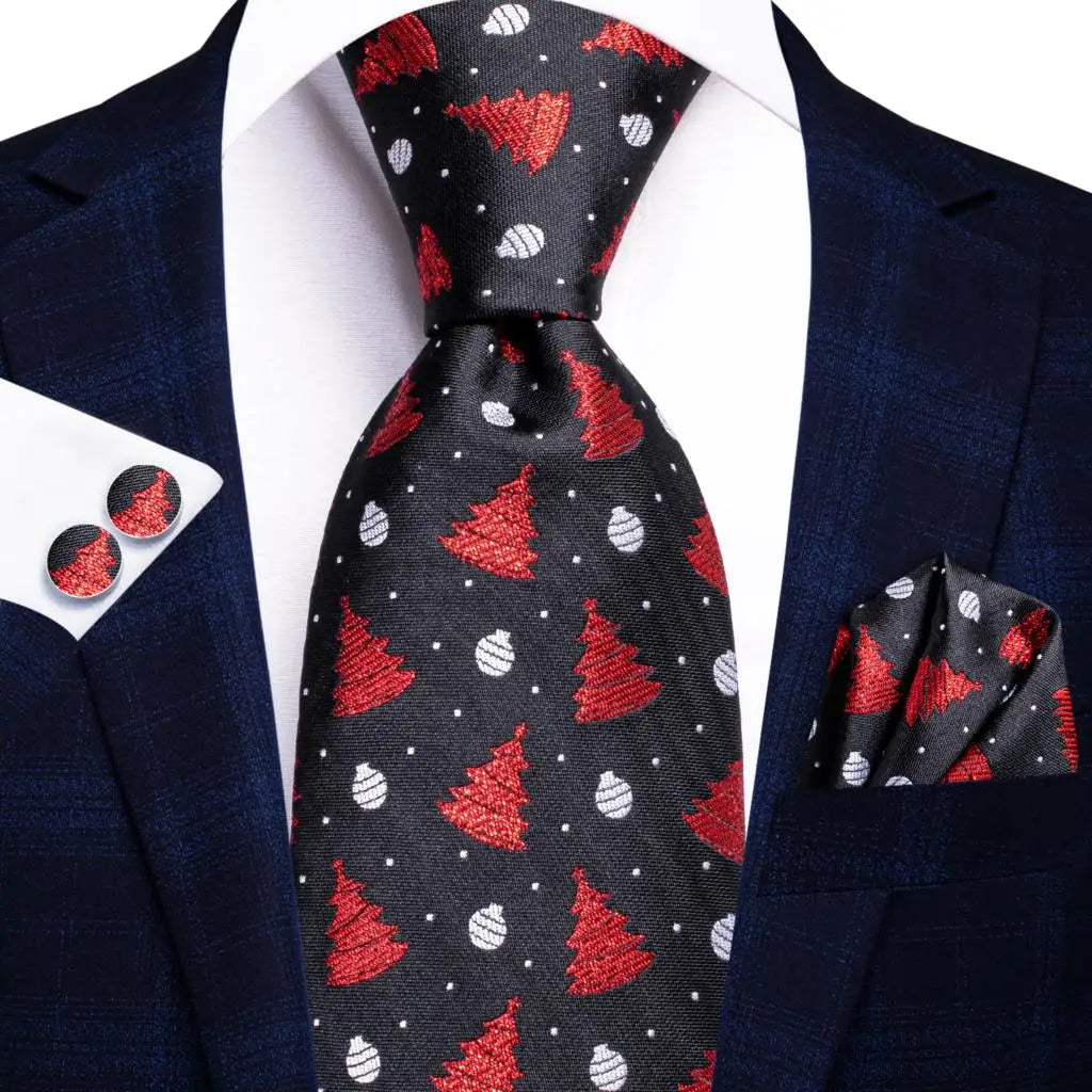 Floral Necktie Set for Men — Tie, Pocket Square & Cufflinks