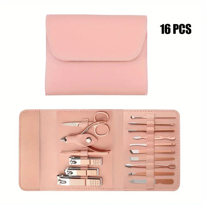 16-Piece Professional Nail Clipper & Cuticle Nipper Set with Travel Case